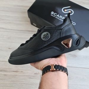 High Platform Sole Leather Sneakers for Men